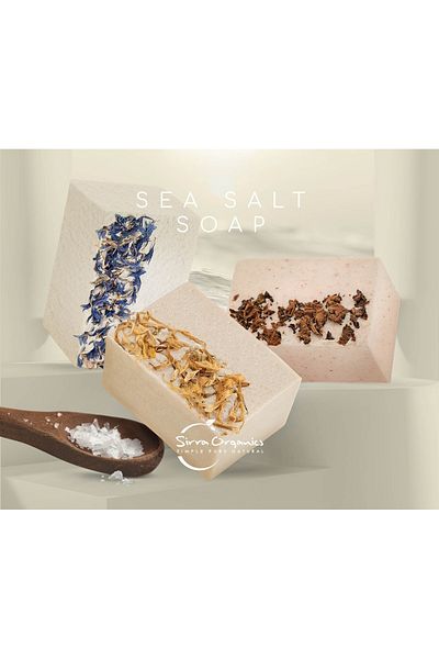 Sirra Organics Sirra Organics soap with sea salt and rose geranium, lightly exfoliating, handmade, 170g