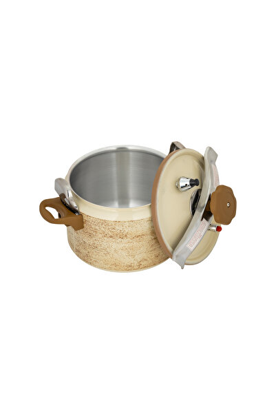 ALSAIF Aluminum Granite Pressure Cooker Size: 5 Liter, Color: Brown Travertine