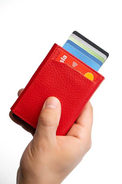 Niki Leather Портфейл с интелигентен механизъм Legend Red от естествена кожа