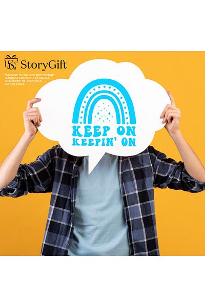StoryGift Romania Sticker Eticheta 50CM Exterior cu ilustratie afisand mai multe porti si stelute cu mesajul in