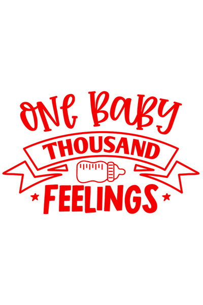 StoryGift Romania Sticker Eticheta 40CM Exterior cu textul "One baby, thousand feelings" - un bebelus o mie de s