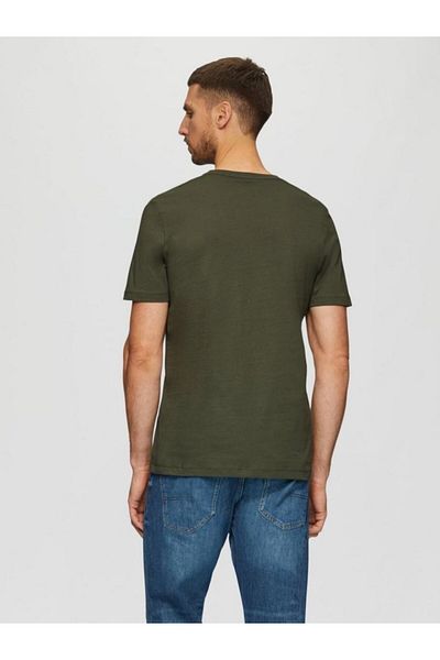 s.Oliver Men's Crew Neck T-shirt With Logo Print, Dark Green, L