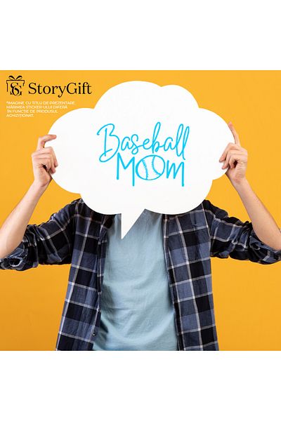 StoryGift Romania Sticker Eticheta 40CM Exterior pentru mamele de sportivi cu minge de baseball si mesajul in en