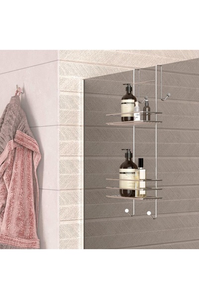 Evistro Duşakabin Banyo Rafı Şampuanlık 2 Katlı Askılı