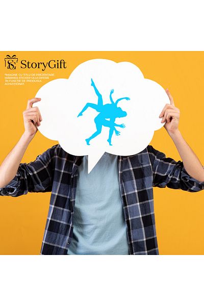 StoryGift Romania Sticker Eticheta 50CM Exterior cu o dansatoare si un dansator in timpul unui dans , Vinyl Alba