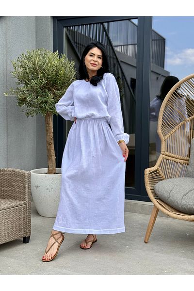 RAMONA BADESCU EXCLUSIVE Long Pink Dress Made of 100% Cotton – Light and Airy White