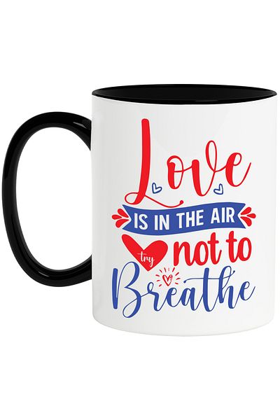 StoryGift Romania Mug with the message "Love is in the air, try not to breathe" - hearts with Handle, With, STG.