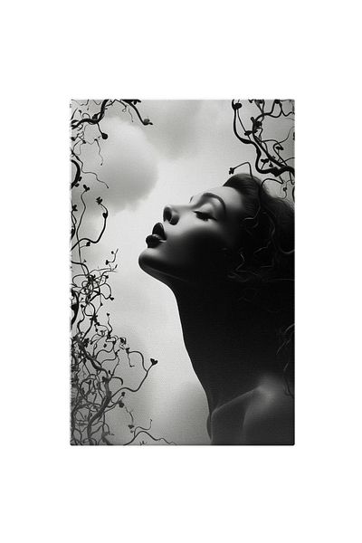 StoryGift Romania Tablou Canvas: Model In Padure Ilumina De Fundal, Frumusete, Brunet, Alb-negru, Lucrari De Art