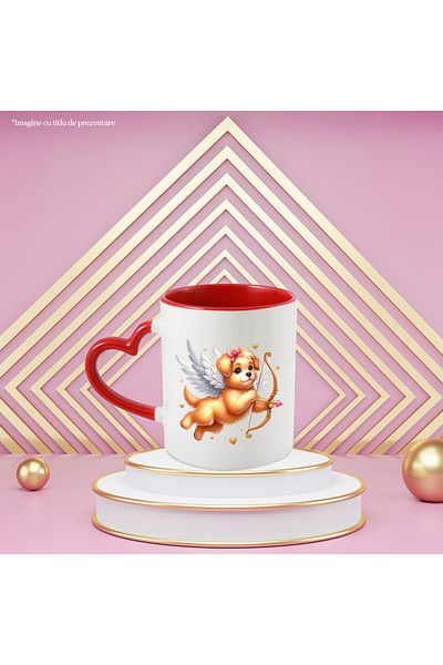 StoryGift Romania Mug with a cheerful dog shooting a bow | illustration | wings | Cupid | flying, With ,STG.