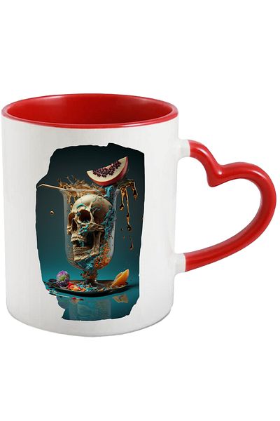 StoryGift Romania Skull Mug in Glass, Cocktail, Fruits, Flowers, Bar, Flavors, Ceramic, 330ml, with, with, STG.