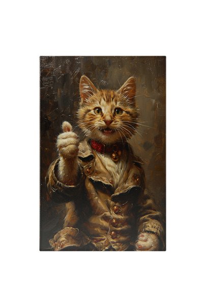 StoryGift Romania Tablou Canvas Pisicuta Mica Cu Zgarda Rosie La Gat In Camas...