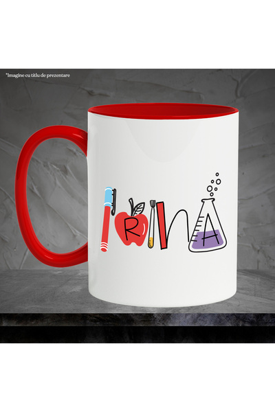 StoryGift Romania Mug With Name Irina, School, Chemistry, Subjects, Algebra, Geometry, 330ml, Ceramics, With, STG.