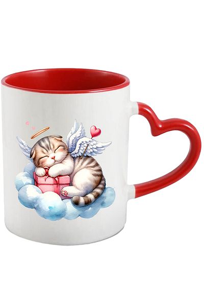 StoryGift Romania Mug with a sleeping Cupid kitten | deep sleep | in the world of dreams | gift |, With ,STG.