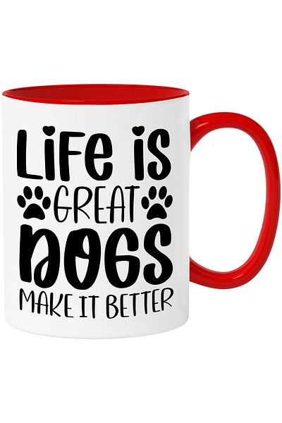 StoryGift Romania Mug with the text "Life is great, dogs make it better" - life is great for dogs, With ,STG.