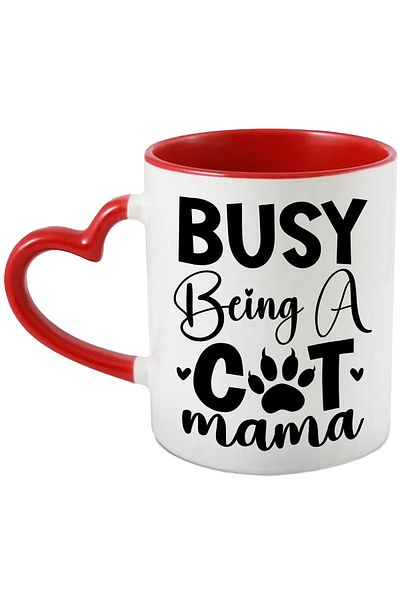 StoryGift Romania Heart mug for women who are busy being cat moms - anima, Cu,STG.