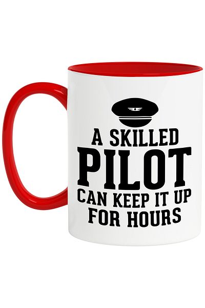 StoryGift Romania Mug with the text in English "A skilled pilot can keep it up for hours" - a pilot, With,STG.