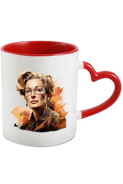 StoryGift Romania Mug With Meryl Streep, Actress, Celebrity, Glasses, Multicolor 330 ml, Ceramic, With ,STG.
