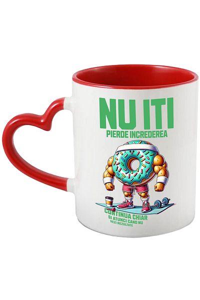 StoryGift Romania Donut Mug at the Gym - Don't Lose Your Confidence, 330ml, Ceramic with Heart Handle, With,STG.