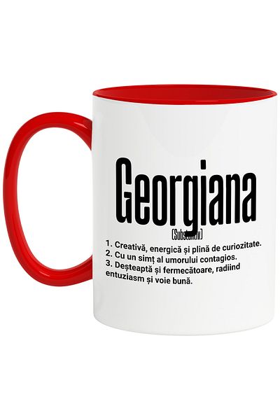 StoryGift Romania Mug With Georgiana's Name, and Motivational Message, Creative, Smart, Curious, , With ,STG.