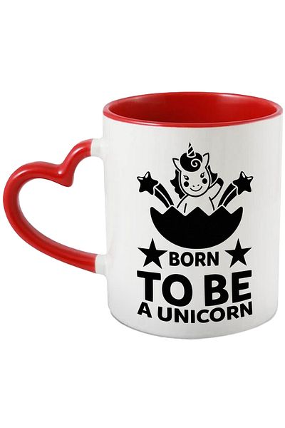 StoryGift Romania Mug with a unicorn figure and the text "Born to be an unicorn" - born to be, With,STG.