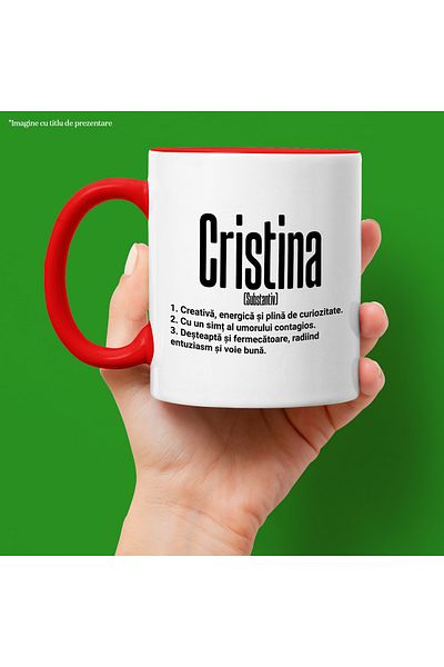 StoryGift Romania Mug With the Name Cristina, and Motivational Message, Creative, Smart, Curious, A, With, STG.