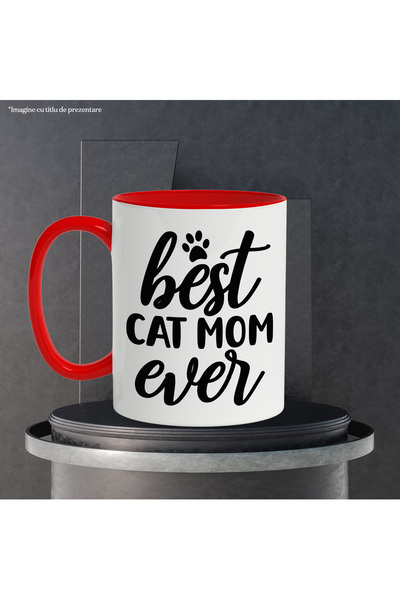 StoryGift Romania Mug with a paw and the text "Best cat mom ever" - the coolest cat mom in, With,STG.