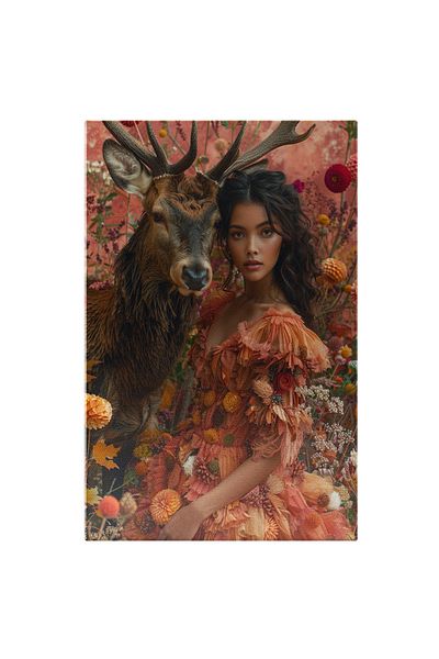 StoryGift Romania Canvas Painting 40 x 25CM Nature's Princess Girl in a Dress with Flowers Next to a,STG.