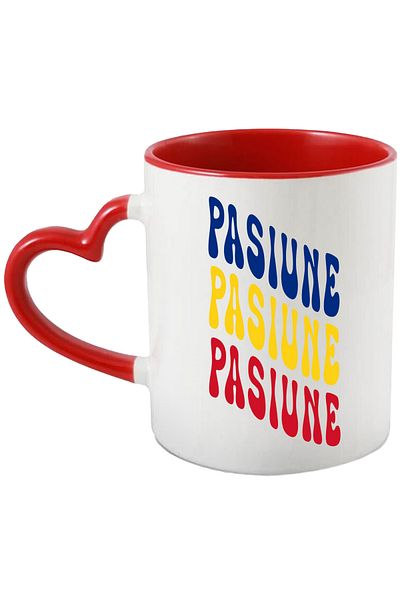 StoryGift Romania Mug The Word Passion, in the Colors of the Romanian Flag, Red, Yellow, Blue, T, With, STG.