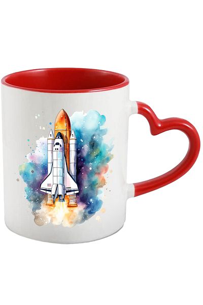StoryGift Romania Mug with a rocket in outer space | illustration | color spots | galaxy | p, Cu ,STG .