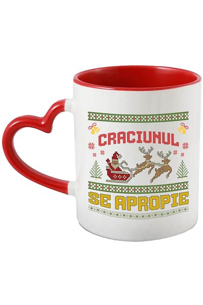 StoryGift Romania Mug Christmas is coming Santa is coming, 330ml, Ceramic with Heart Handle, With, STG.