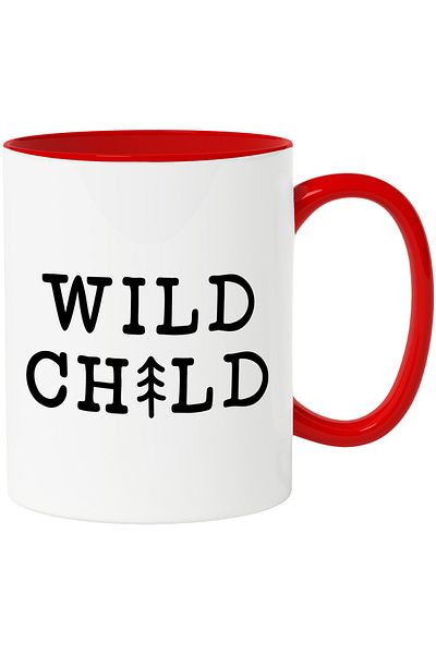 StoryGift Romania Mug With Text in English Wild Child, Fir, Arrow, Bold, Ceramic, 330ml, with, with, STG.
