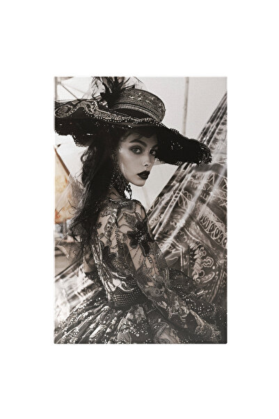 StoryGift Romania Tablou Canvas: Fotografie Alb-negru Portret De Femeie Cu Îm...