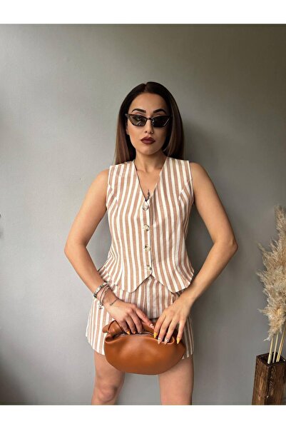 ALLEYTA Women's Shorts Vest Linen Set Mstk New Season