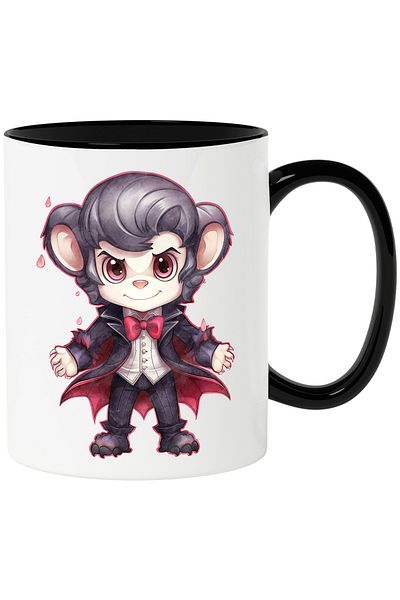 StoryGift Romania Mug with a monkey dressed as the vampire Dracula | illustration | Halloween | malef, Cu,STG.