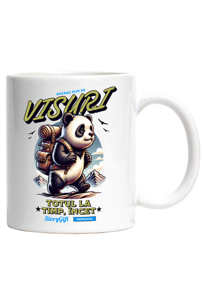 StoryGift Romania Cana Rucsac Plin De Visuri, Urs Panda Calatoror In Lume Tot...