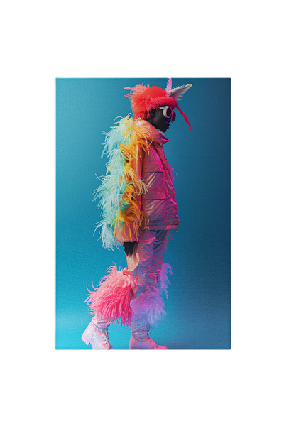 StoryGift Romania Tablou Canvas Accente Cu Pene Colorate Un Portret Cu Elemen...