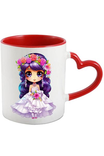StoryGift Romania Mug with a pretty girl in a white wedding dress | illustration | crown d, With, STG.