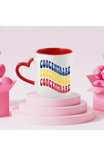 StoryGift Romania Mug The Word Concentration, in the Colors of the Romanian Flag, Red, Yellow, Blue, with ,STG.