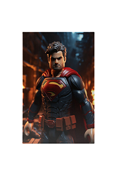 StoryGift Romania Tablou Canvas: Superman Jucarie Lego In Costumatie Rosu Cu Albastru Si Pelerina Cu Barba Pictu