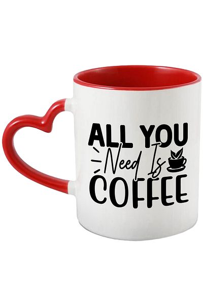 StoryGift Romania Mug for coffee lovers with the message in English "All you need is coffee" with, With, STG.