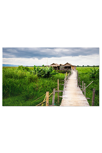 StoryGift Romania Tablou Canvas Case Traditionale In Asia Cu Pod De Lemn, Nat...