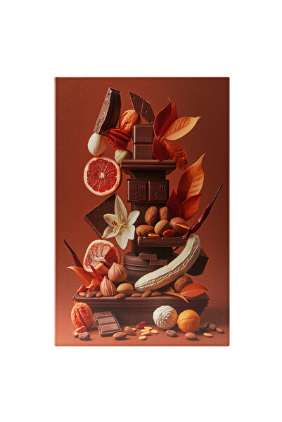 StoryGift Romania Tablou Canvas Piramida Apetisanta Din Fructe Si Ciocolata Decorata Cu Floricele Si Frunze Cu A
