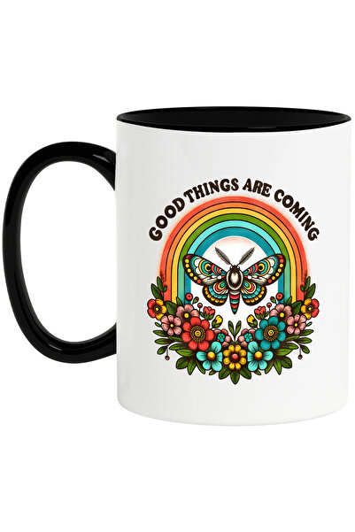 StoryGift Romania Cana Cu O Molie Cu Mesajul "good Things Are Coming", Stilul Hippie, Cultura, Ilu, Cu ,stg