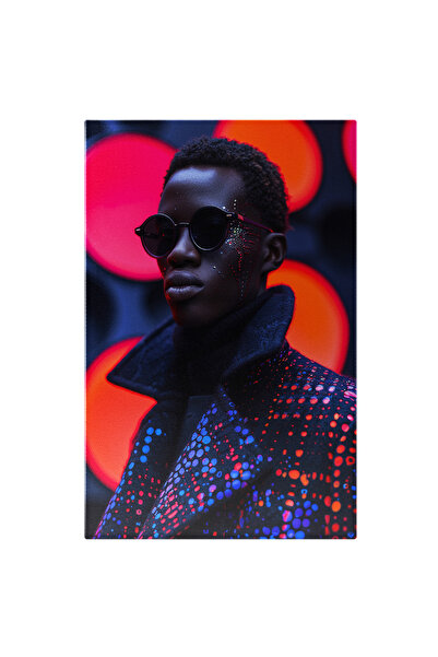 StoryGift Romania Tablou Canvas Black Men Cu Pietricele Pe Fata Si Ochelari C...