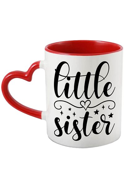 StoryGift Romania Mug with stars for a little sister - appreciation and love with Heart Handle, With,STG.