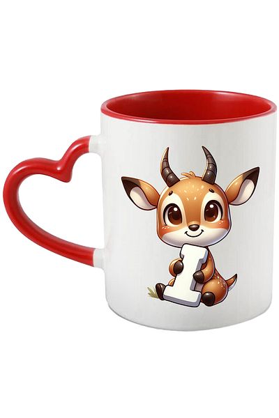 StoryGift Romania Mug with an antelope with the letter "I", illustration, for children, school, student, alphabet, With,STG.