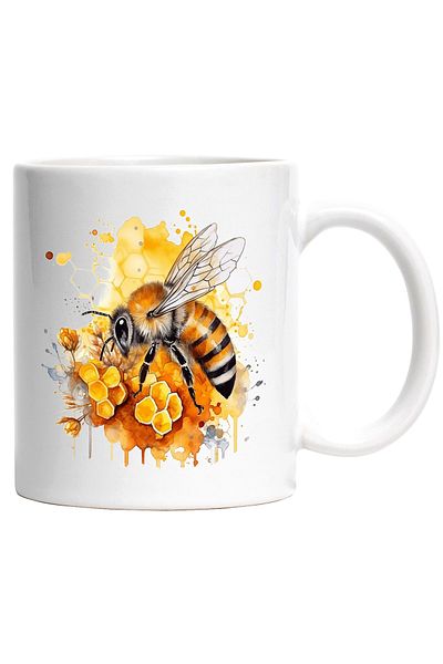 StoryGift Romania Cana Cu Albina, Fragure, Miere, Insecta, Aripi, Flori, Multicolor 330 Ml, Cerami, Cu ,stg