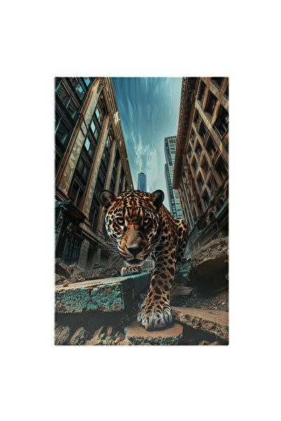 StoryGift Romania Tablou Canvas Leopard Printre Ruinele Unui Oraș- Oraș În Ru...