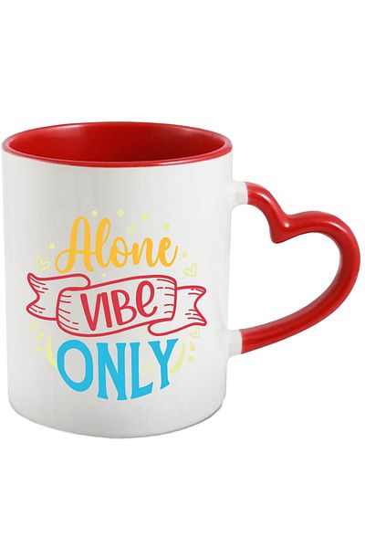 StoryGift Romania Mug with hearts and the text in English "Alone vibe only" - only single vibes, With ,STG.