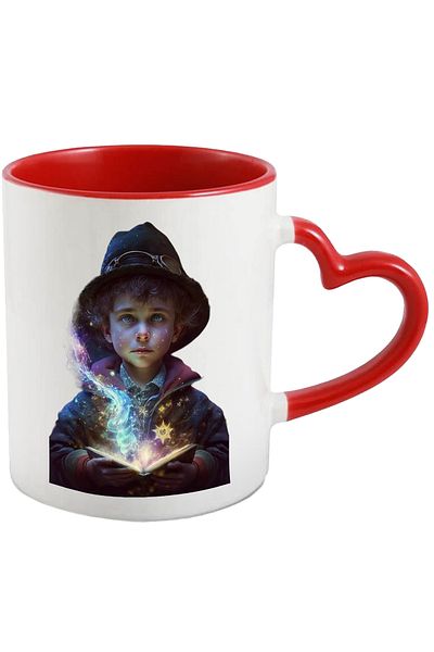 StoryGift Romania Mug with Portrait of Little Wizard Boy, Magic Book, Magic, Hat, Custom, Harry Po, With, STG.